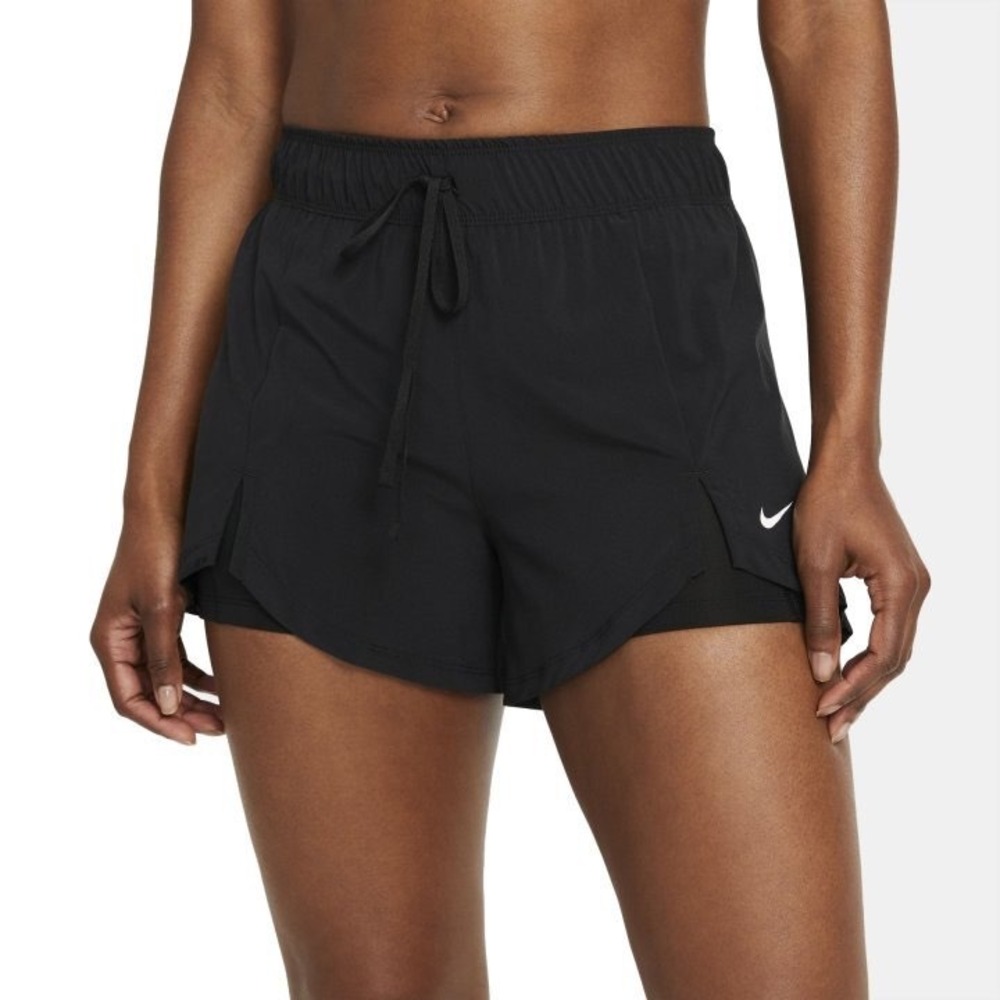 Nike Womens 2-in-1 Running Shorts Black Just Do It Waistband Size Medium